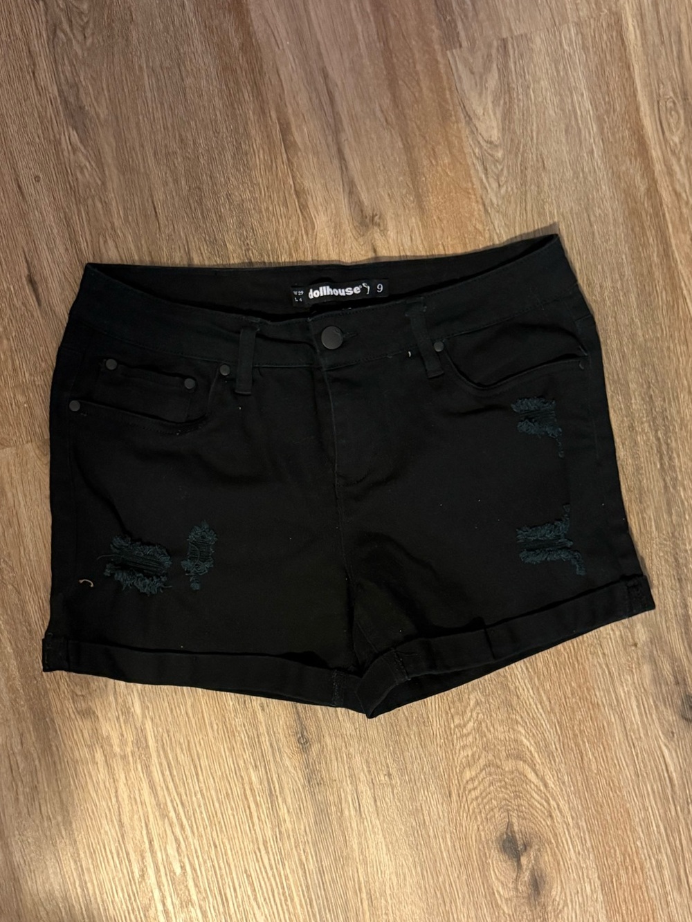 Black Distressed Women's Shorts